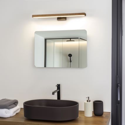 Brilagi - Iluminação de espelho para casa de banho LED WOODY MIRROR LED/12W/230V 60 cm IP44 carvalho nogueira/preto