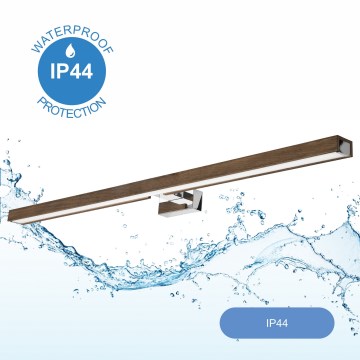Brilagi - Iluminação de espelho para casa de banho LED WOODY MIRROR LED/15W/230V 90 cm IP44 carvalho nogueira/cromado brilhante