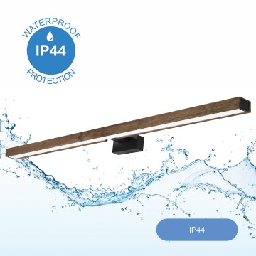 Brilagi - Iluminação de espelho para casa de banho LED WOODY MIRROR LED/15W/230V 90 cm IP44 carvalho nogueira/preto