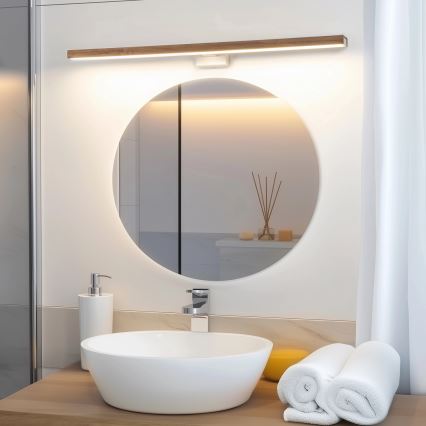 Brilagi - Iluminação de espelho para casa de banho LED WOODY MIRROR LED/15W/230V 90 cm IP44 carvalho cereja/branco