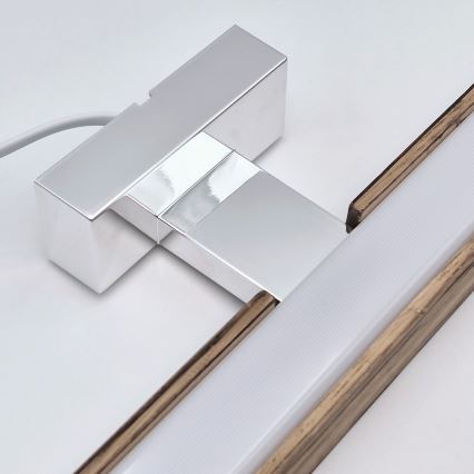 Brilagi - Iluminação de espelho para casa de banho LED WOODY MIRROR LED/15W/230V 90 cm IP44 carvalho nogueira/cromado brilhante