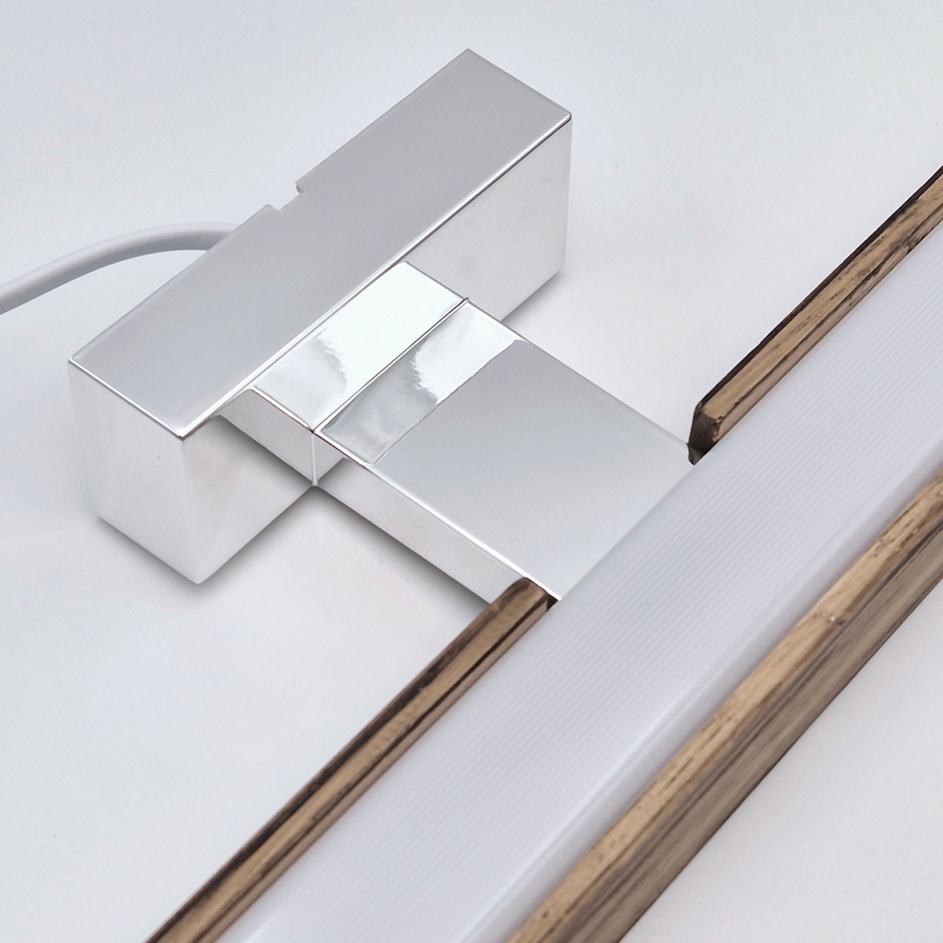 Brilagi - Iluminação de espelho para casa de banho LED WOODY MIRROR LED/15W/230V 90 cm IP44 carvalho nogueira/cromado brilhante