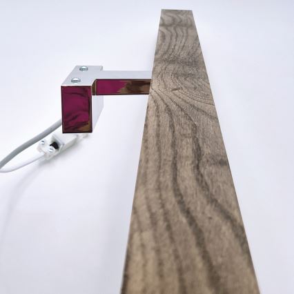 Brilagi - Iluminação de espelho para casa de banho LED WOODY MIRROR LED/15W/230V 90 cm IP44 carvalho nogueira/cromado brilhante