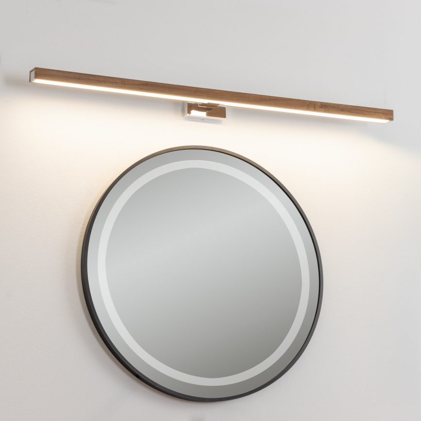 Brilagi - Iluminação de espelho para casa de banho LED WOODY MIRROR LED/15W/230V 90 cm IP44 carvalho cereja/cromado brilhante