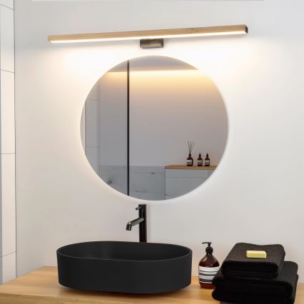 Brilagi - Iluminação de espelho para casa de banho LED WOODY MIRROR LED/15W/230V 90 cm IP44 carvalho/preto