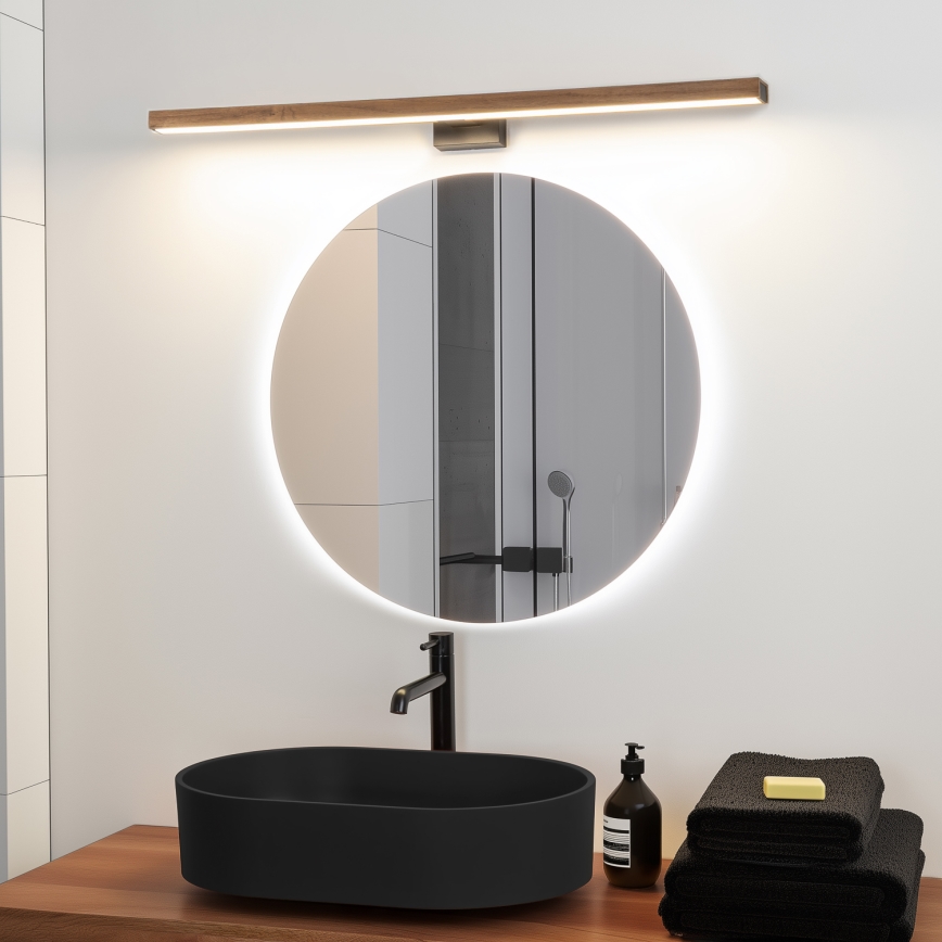 Brilagi - Iluminação de espelho para casa de banho LED WOODY MIRROR LED/15W/230V 90 cm IP44 carvalho cereja/preto