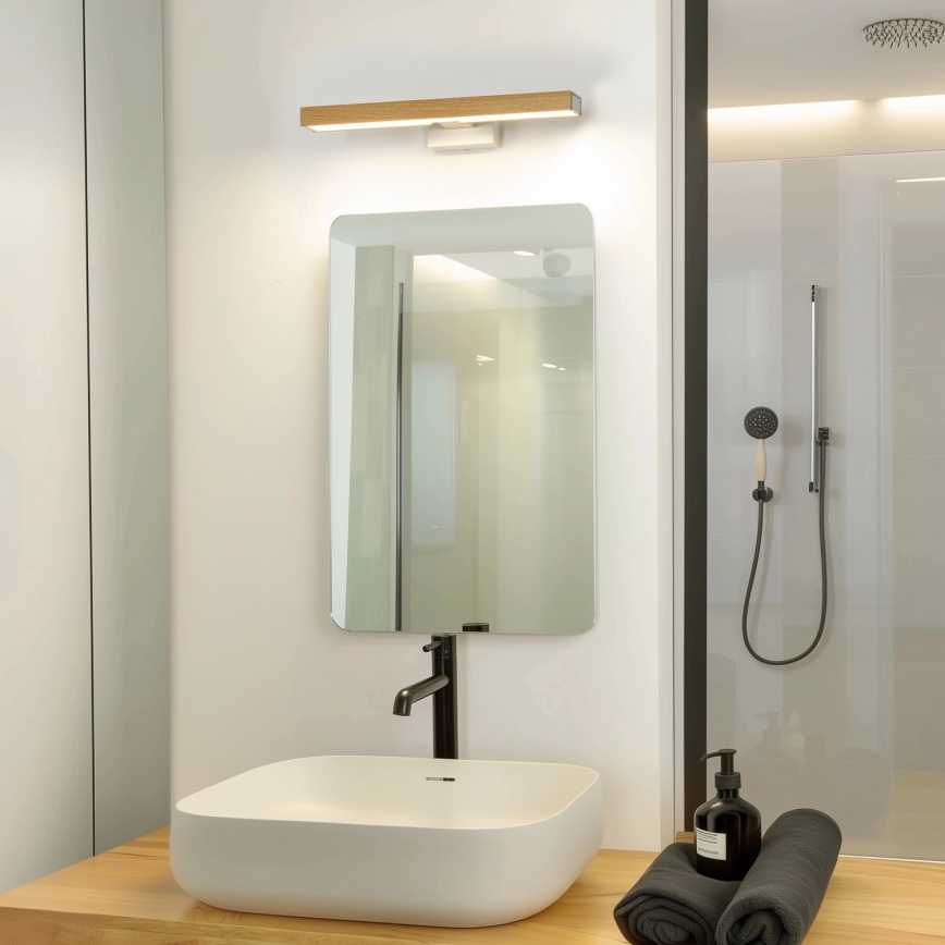 Brilagi - Iluminação de espelho para casa de banho LED WOODY MIRROR LED/8W/230V 40 cm IP44 carvalho/branco