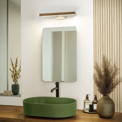 Brilagi - Iluminação de espelho para casa de banho LED WOODY MIRROR LED/8W/230V 40 cm IP44 carvalho nogueira/branco