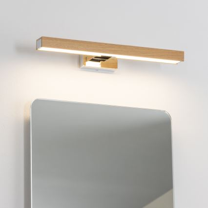 Brilagi - Iluminação de espelho para casa de banho LED WOODY MIRROR LED/8W/230V 40 cm IP44 carvalho/cromado brilhante