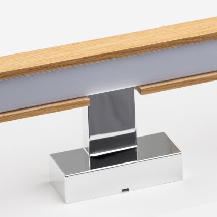 Brilagi - Iluminação de espelho para casa de banho LED WOODY MIRROR LED/8W/230V 40 cm IP44 carvalho/cromado brilhante