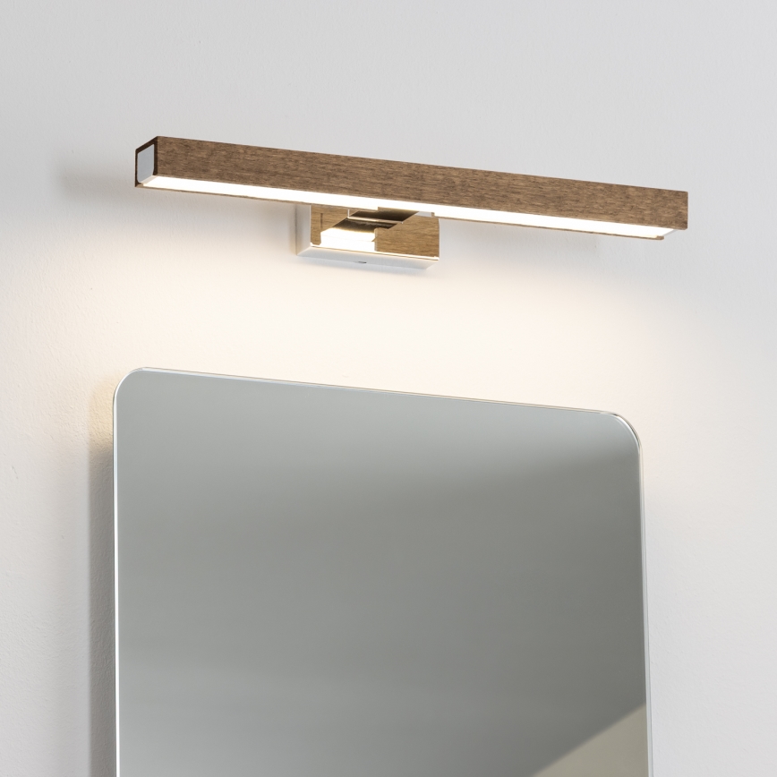 Brilagi - Iluminação de espelho para casa de banho LED WOODY MIRROR LED/8W/230V 40 cm IP44 carvalho nogueira/cromado brilhante
