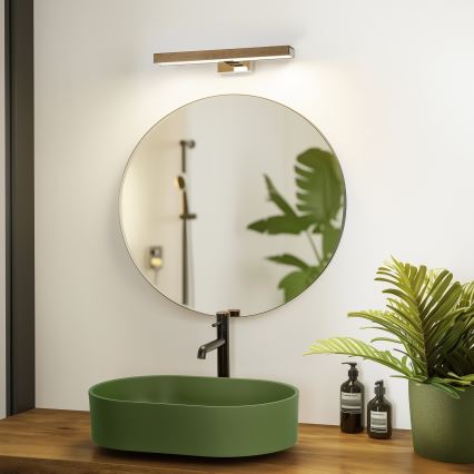 Brilagi - Iluminação de espelho para casa de banho LED WOODY MIRROR LED/8W/230V 40 cm IP44 carvalho nogueira/cromado brilhante
