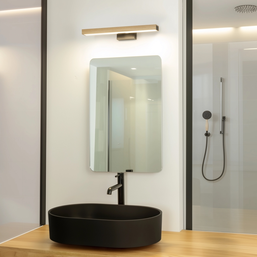 Brilagi - Iluminação de espelho para casa de banho LED WOODY MIRROR LED/8W/230V 40 cm IP44 carvalho/preto