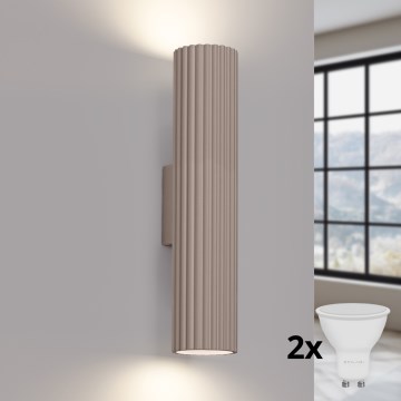 Brilagi - Iluminação de parede CRESTO 2xGU10/10W/230V 30 cm taupe