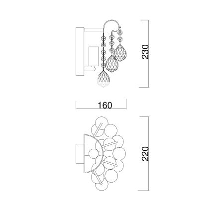 Brilagi - Iluminação de parede CRYSTAL 1xE14/60W/230V latão