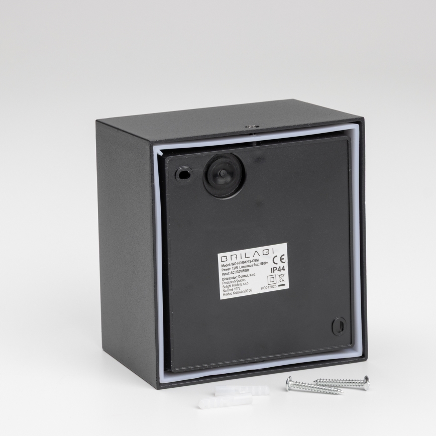 Brilagi - Iluminação de parede exterior LED com sensor TERNI LED/12W/230V preto IP44