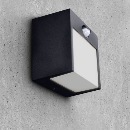 Brilagi - Iluminação de parede exterior LED com sensor TERNI LED/12W/230V preto IP44