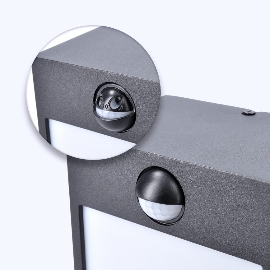 Brilagi - Iluminação de parede exterior LED com sensor TERNI LED/12W/230V preto IP44