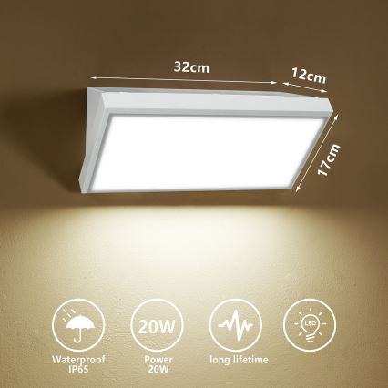 Brilagi - Iluminação de parede exterior LED TRIANGLE LED/20W/230V branco IP65