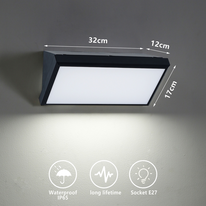 Brilagi - Iluminação de parede exterior TRIANGLE 1xE27/60W/230V preto IP65