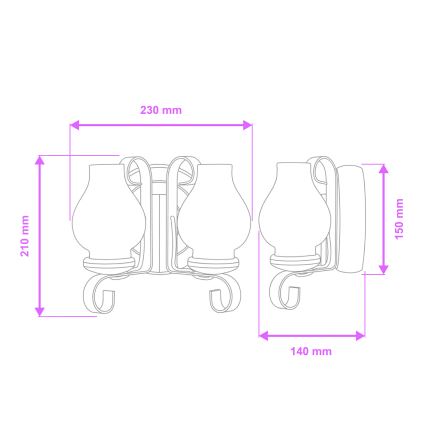 Brilagi - Iluminação de parede ROATA APLICA 2xE14/40W/230V faia