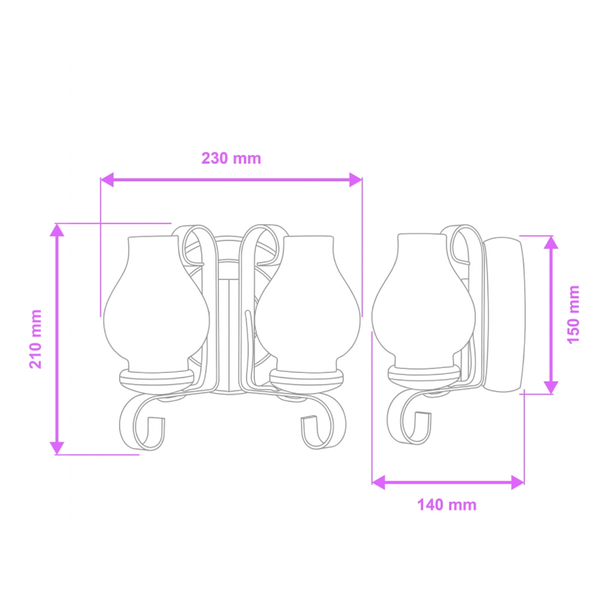 Brilagi - Iluminação de parede ROATA APLICA 2xE14/40W/230V faia/nogueira