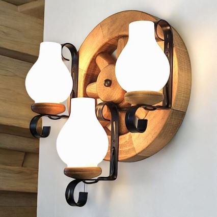 Brilagi - Iluminação de parede ROATA APLICA 3xE14/40W/230V faia