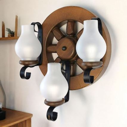 Brilagi - Iluminação de parede ROATA APLICA 3xE14/40W/230V faia/nogueira