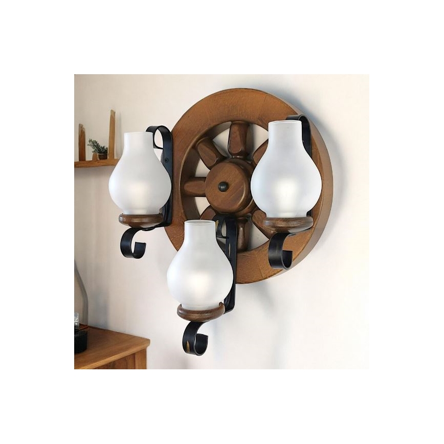 Brilagi - Iluminação de parede ROATA APLICA 3xE14/40W/230V faia/nogueira