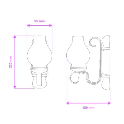 Brilagi - Iluminação de parede RUSTIC 1xE14/40W/230V faia/nogueira