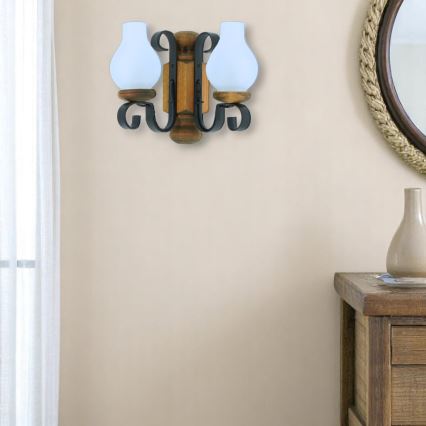 Brilagi - Iluminação de parede RUSTIC 2xE14/40W/230V faia