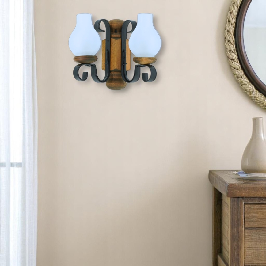 Brilagi - Iluminação de parede RUSTIC 2xE14/40W/230V faia