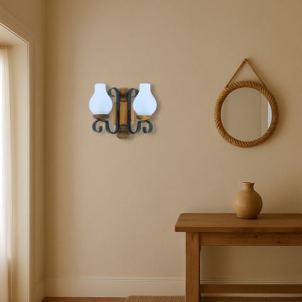 Brilagi - Iluminação de parede RUSTIC 2xE14/40W/230V faia