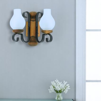 Brilagi - Iluminação de parede RUSTIC 2xE14/40W/230V faia