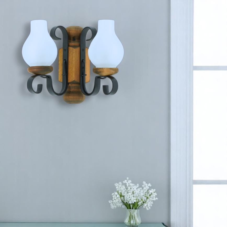 Brilagi - Iluminação de parede RUSTIC 2xE14/40W/230V faia