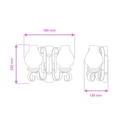 Brilagi - Iluminação de parede RUSTIC 2xE14/40W/230V faia