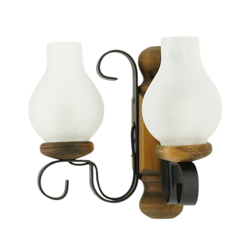 Brilagi - Iluminação de parede RUSTIC 2xE14/40W/230V faia/nogueira