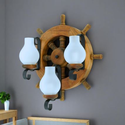 Brilagi - Iluminação de parede TIMONA 3xE14/40W/230V faia