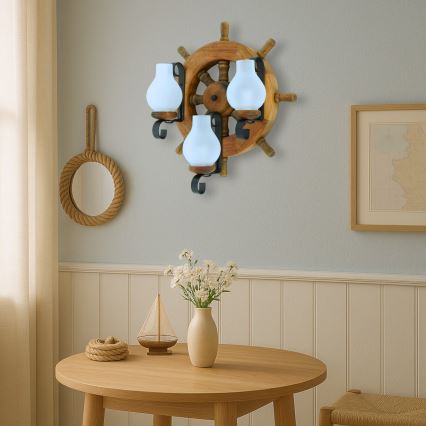 Brilagi - Iluminação de parede TIMONA 3xE14/40W/230V faia