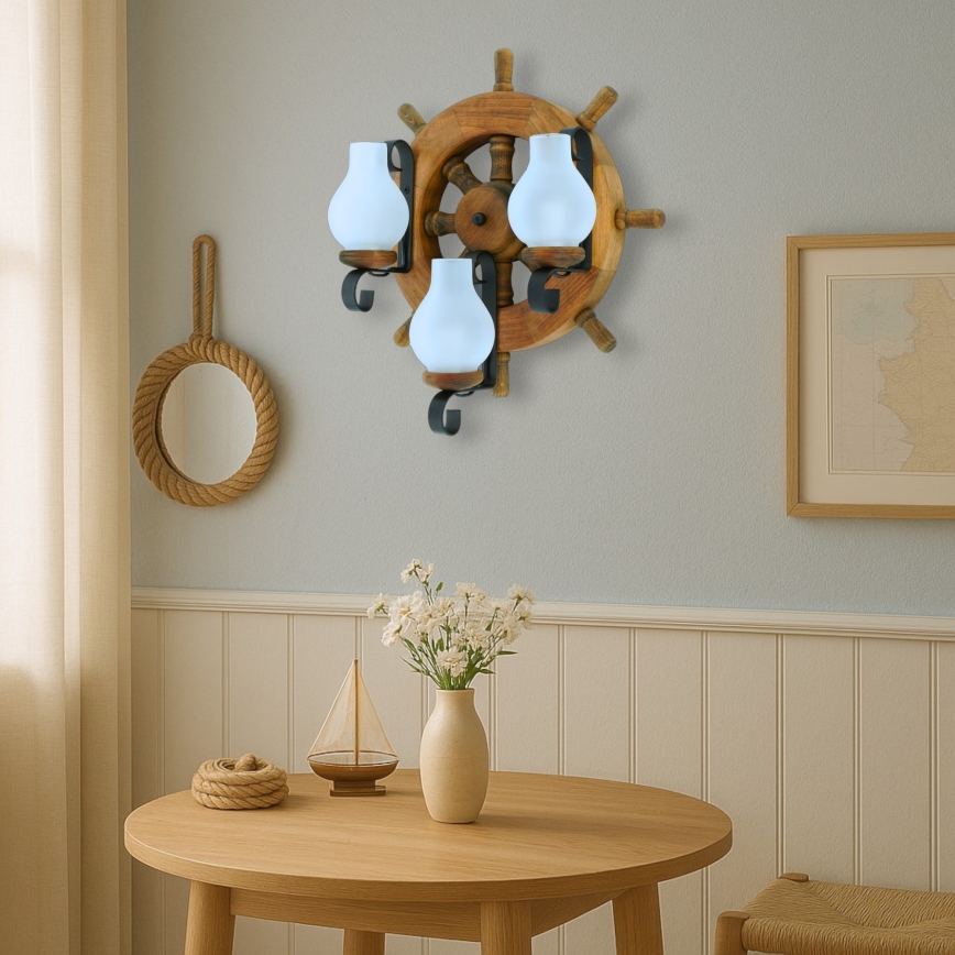 Brilagi - Iluminação de parede TIMONA 3xE14/40W/230V faia