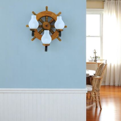 Brilagi - Iluminação de parede TIMONA 3xE14/40W/230V faia