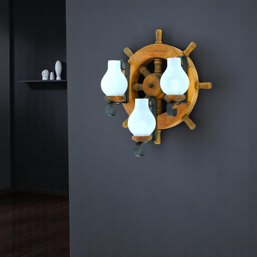 Brilagi - Iluminação de parede TIMONA 3xE14/40W/230V faia