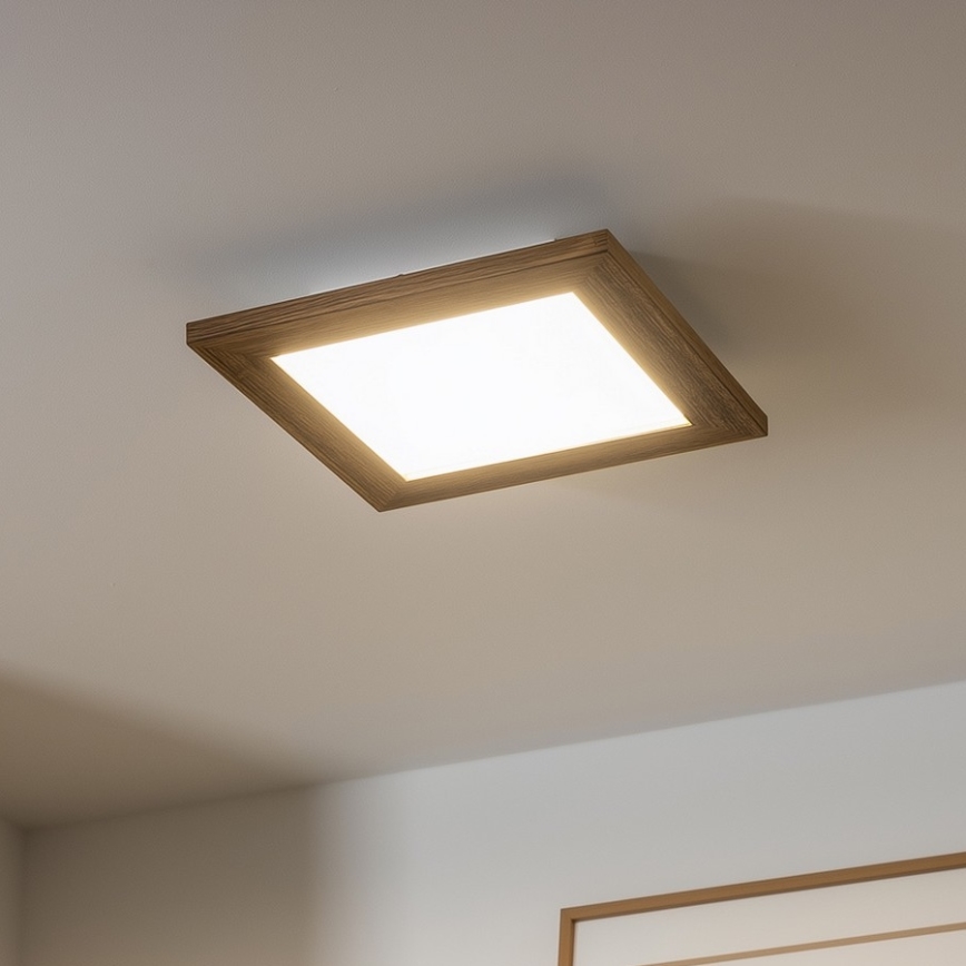 Brilagi - Iluminação de teto LED com regulação SLIMFRAME WOOD LED/25W/230V 34x34 cm 3000-6000K castanho + comando