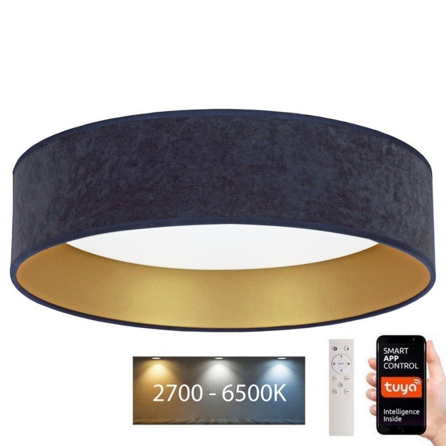 Brilagi - Iluminação de teto LED com regulação VELVET SMART LED/36W/230V d. 55 cm 2700-6500K Wi-Fi Tuya azul/dourado + comando