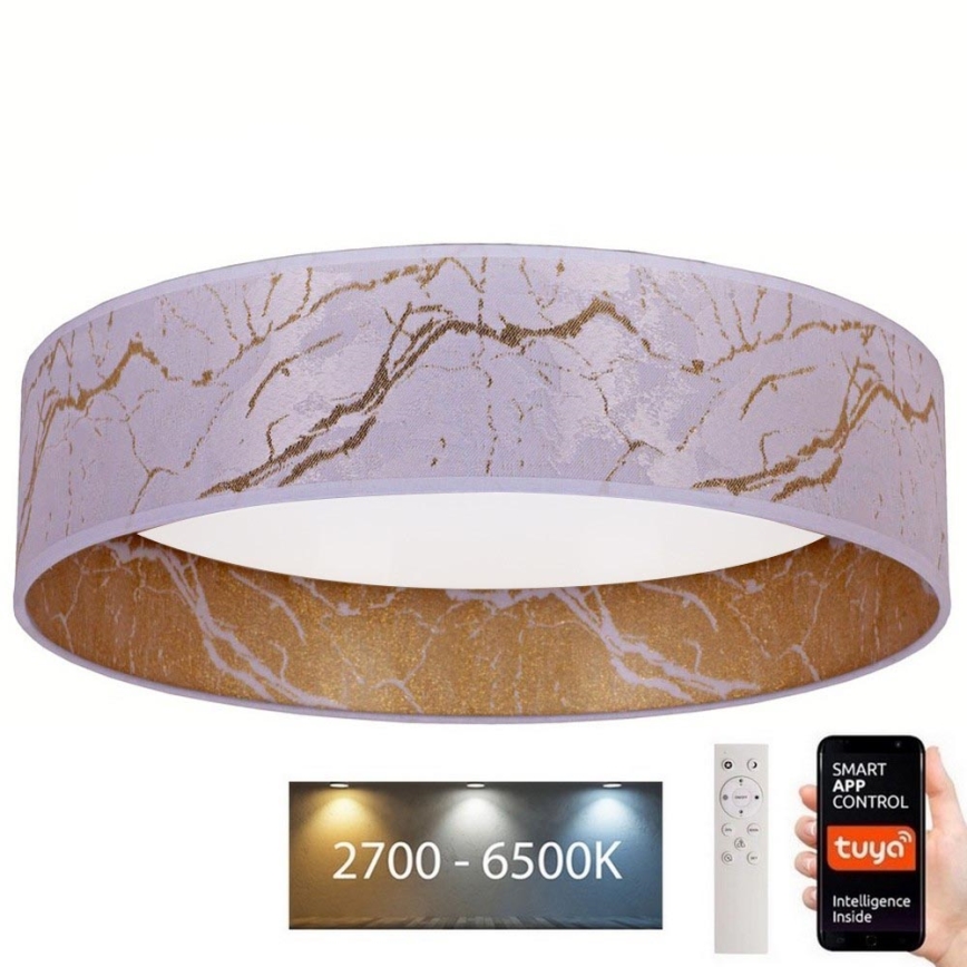 Brilagi - Iluminação de teto LED com regulação VELVET SMART LED/36W/230V d. 55 cm 2700-6500K Wi-Fi Tuya branco/dourado + comando