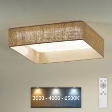Brilagi - Iluminação de teto LED com regulação VELVET SQUARE LED/24W/230V 3000/4000/6500K + controlo remoto castanho