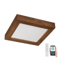 Brilagi - Iluminação de teto para casa de banho LED com regulação WOODY FRAME LED/24W/230V carvalho cereja 30x30 cm 3000-6000K IP44 + comando