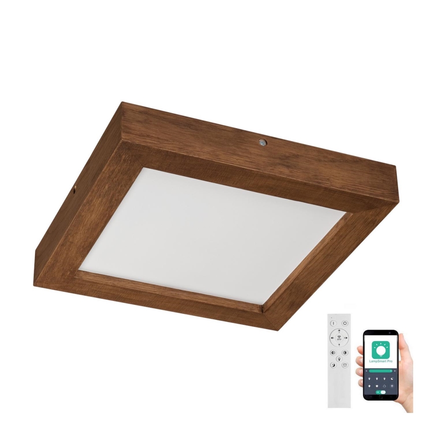 Brilagi - Iluminação de teto para casa de banho LED com regulação WOODY FRAME LED/24W/230V carvalho cereja 30x30 cm 3000-6000K IP44 + comando