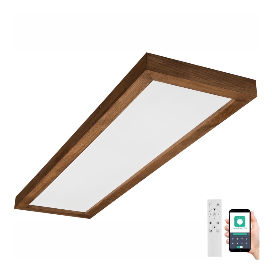 Brilagi - Iluminação de teto para casa de banho LED com regulação WOODY FRAME LED/50W/230V carvalho cereja 120x30 cm 3000-6000K IP44 + comando