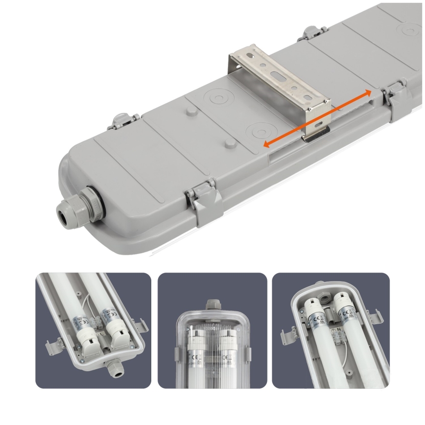 Brilagi - Iluminação industrial fluorescente LED OPTIMA T8 2xG13/18W/230V 6500K IP65 128 cm